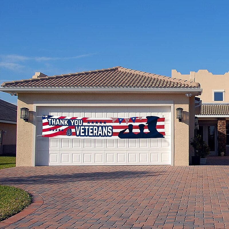 4th of July Veteran American Outdoor Yard Banner Sign Decorations Outdoor Umbrella Barbecue Party Supplies Holiday Decor Indoor House Gathering3