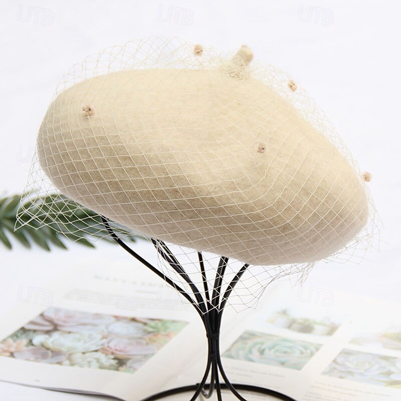 Hats Polyester Beret Hat Fedora Hat Floppy Hat Birthday Casual Holiday Elegant Vintage Simple With Pure Color Splicing Headpiece Headwear4