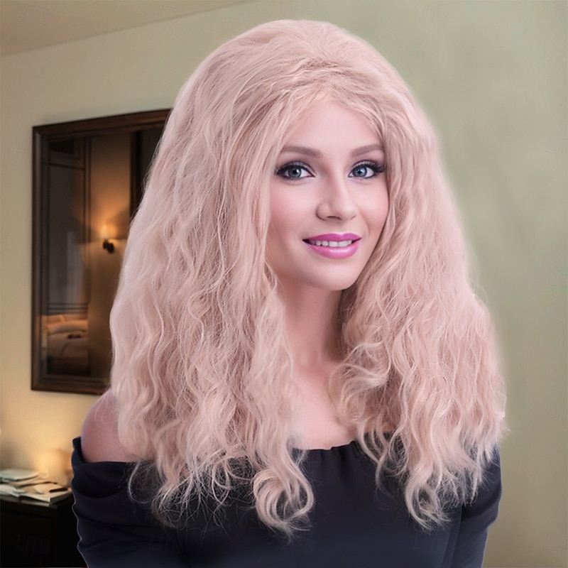 Synthetic Wig Wavy Curly Weave Layered Haircut With Bangs Machine Made Wig 24 inch A1 Synthetic Hair Women's Classic Comfortable Color Gradient Mixed Color4