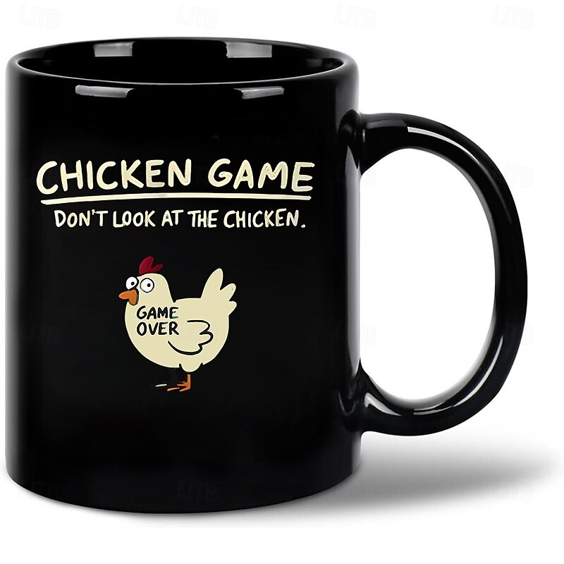 Funny Gift Mug Look Chicken Game Black 11oz Coffee Cup Funny Gift for Men Husband Boyfriend Wedding Anniversary Birthday Christmas3