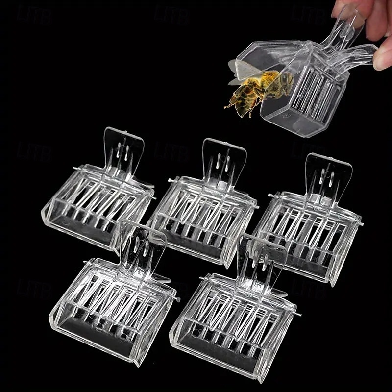 5 Pieces Clear Plastic Queen Bee Cage Clips Beekeeping Equipment Beekeeping Tools Durable Portable Bee Catcher