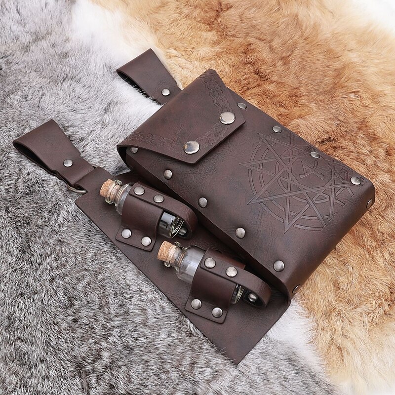 Retro Vintage Medieval Renaissance Waist Bag Rivet Fancy Dress Men's Halloween Carnival Masquerade Performance Halloween Masquerade Adults' Bag Magic Bottle4