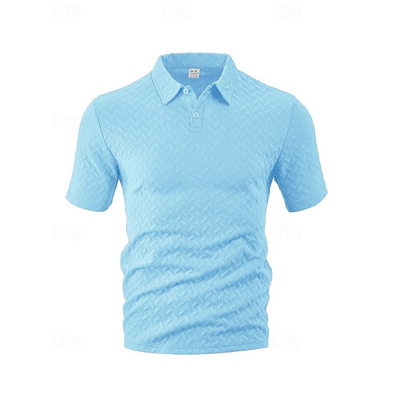 Men's Golf Shirt Golf Polos Shirts Work Casual Lapel Short Sleeve Basic Modern Plain Buttons Jacquard Summer Spring Regular Fit Wine Black White Navy Blue Khaki Gray Golf Shirt2