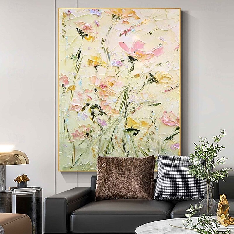 Hand painted  Wildflowers Painting handmade  3D Texture Blooming Flower oil Painting Canvas Extra Large Size Flora oil painting Wall Art Botanical oil painting Wall Art Decor Rose Art2
