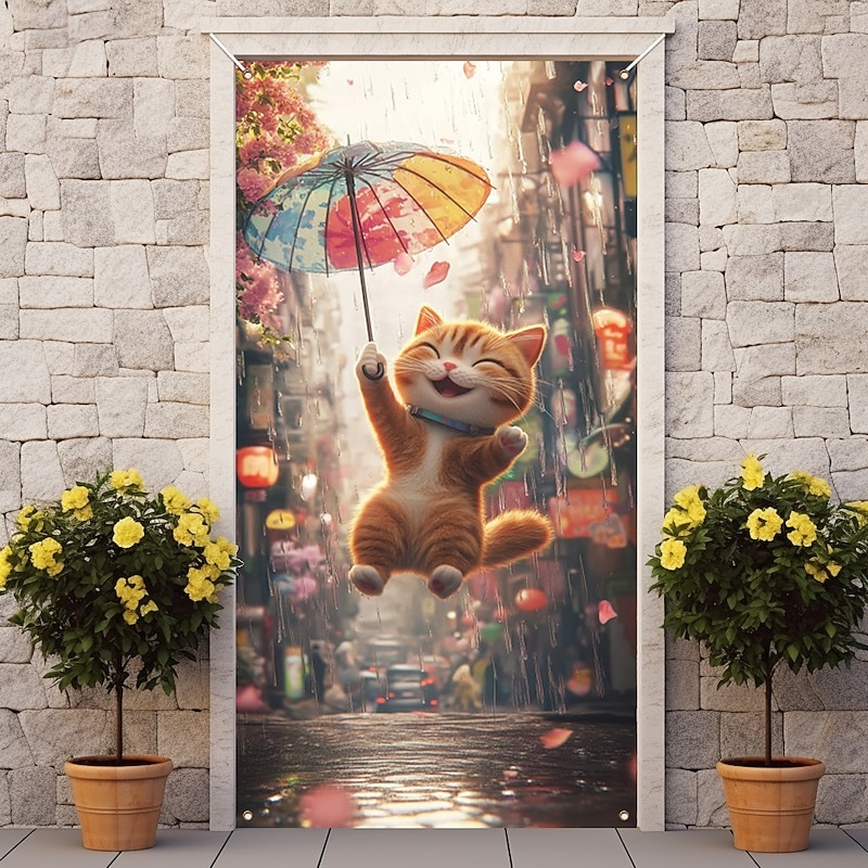 Funny Animal Dancing Door Decorations Door Covers Door Tapestry Door Curtain Decoration Backdrop Indoor/Outdoor Door Banner for Front Door Farmhouse3
