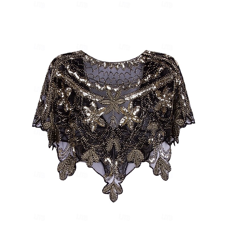 Retro Vintage Roaring 20s 1920s Scarf Wrap Shawls The Great Gatsby Flapper Girl Sequins Tassel Fringe Fringe Fancy Dress Women's Carnival Wedding Evening Party Masquerade Adults' Shawl4