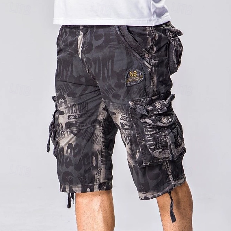 Men's Capri Cargo Shorts Capri Pants Camo Shorts Multi Pocket Button-Down Flap Pocket Camo / Camouflage Comfort Wearable Calf-Length Outdoor Sport Daily Fashion Casual Blue Army Green