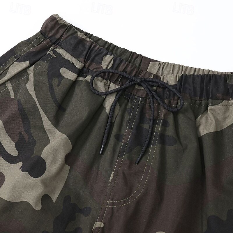 Men's Tactical Shorts Cargo Shorts Camping Shorts Camo Shorts Hiking Shorts Elastic Waist Multi Pocket Straight Leg Camouflage Moisture Wicking Wearable Knee Length Outdoor Casual Daily Fashion3