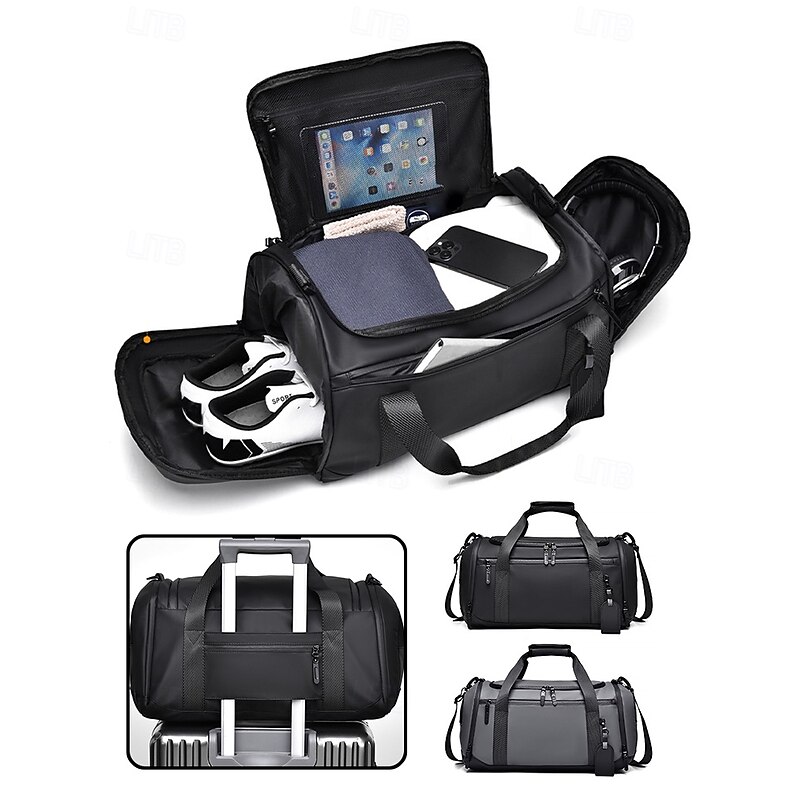 Waterproof Travel Duffel Bag with Shoe Compartment – Large Capacity Gym, Sports, and Overnight Luggage for Men & Women, Carry-On Weekender Bag with Trolley Sleeve4