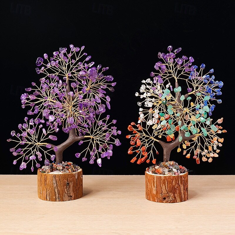 Crystal Tree of Life 7 Chakra Healing Crystal Trees for Home Decor Office Desk Decor Living Room Decor Handmade Bonsai Trees for Positive Energy Money Good Luck Birthday Gifts for Women Mom3