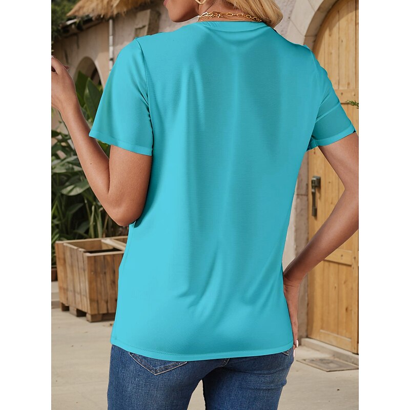 Women's T Shirt Solid Color Plain Stylish Casual Short Sleeve Crew Neck Regular Tops Daily Print Black White Wine Navy Blue Sky Blue Summer Spring2