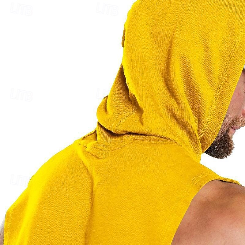 Men's Tank Top Vest Top Undershirt Sleeveless Shirt Sleeveless Hooded Summer Plain Fashion Designer Vacation Street Going out Black Yellow Red Top Tee for Men4