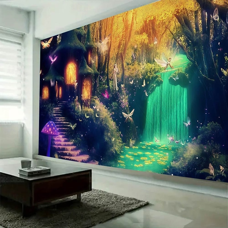 Forest Mushroom Landscape  Hanging Tapestry Wall Art Large Tapestry Mural Decor Photograph Backdrop Blanket Curtain Home Bedroom Living Room Decoration4