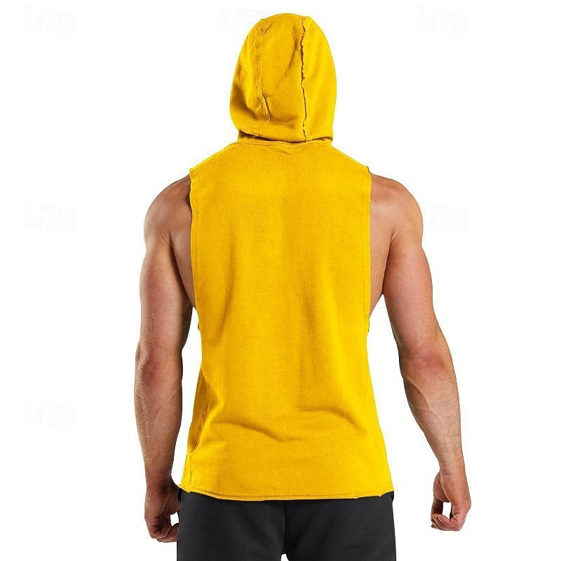 Men's Tank Top Vest Top Undershirt Sleeveless Shirt Sleeveless Hooded Summer Plain Fashion Designer Vacation Street Going out Black Yellow Red Top Tee for Men3