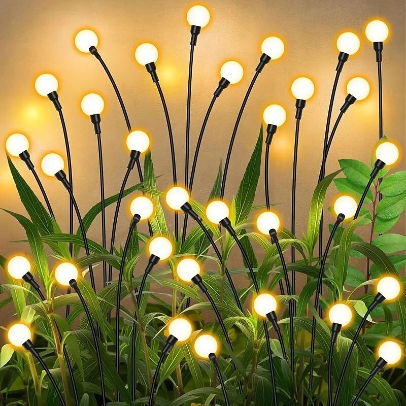 2 Pcs Outdoor Solar Lights Firefly Groundlight 8 Leds Courtyard Garden Park Wedding Party Lawn Atmosphere Decoration Light Breathing Flash2