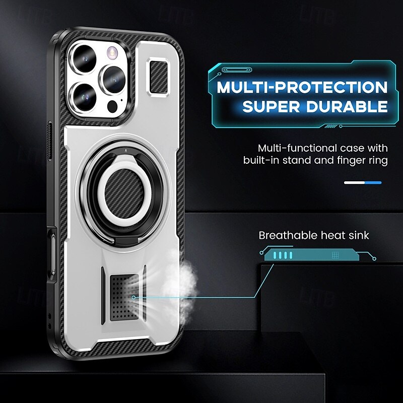 Phone Case For iPhone 16 15 14 Pro Max Plus 13 12 Pro Max Back Cover Ring Holder Shockproof Retro TPU PC3
