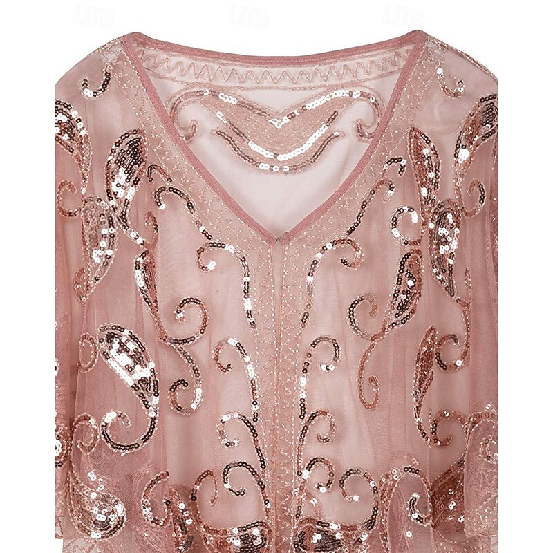 1920s Wedding Guest 's Wraps Vintage Shawls Sparkle & Shine Sleeveless Polyester Wedding Wraps With Paillette For Party Summer2