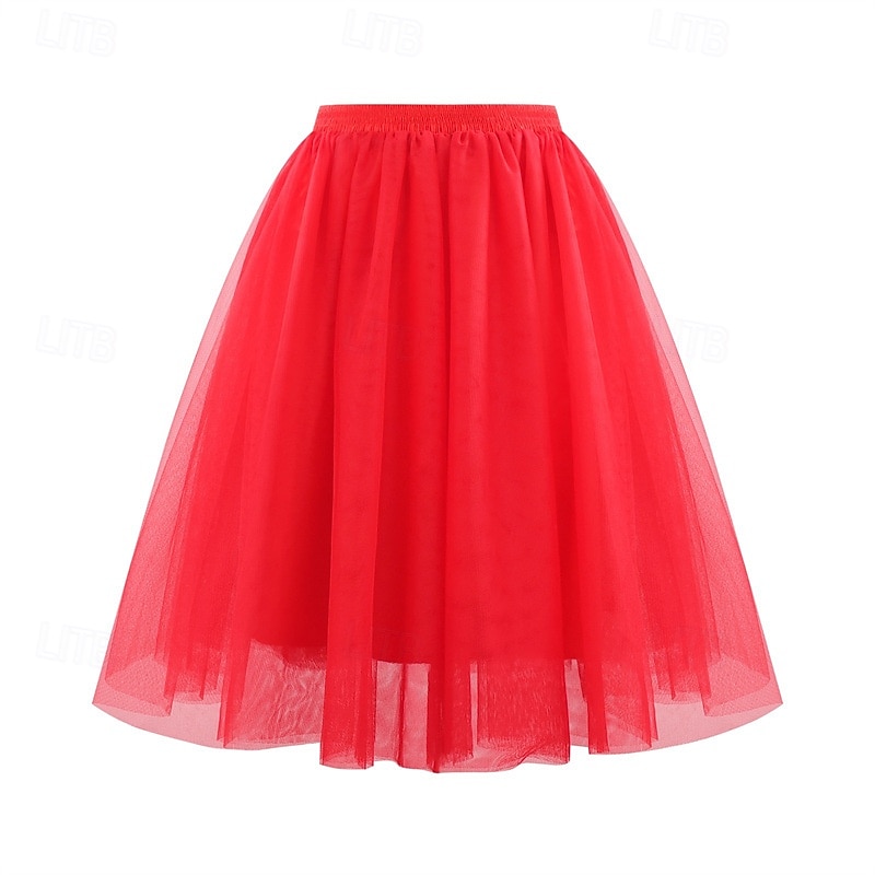 Retro Vintage 1950s Petticoat Hoop Skirt Under Skirt Tulle Skirt A-Line Fancy Dress Women's Masquerade Party Evening Wear Cocktail Party Tea Party Adults' Skirt4