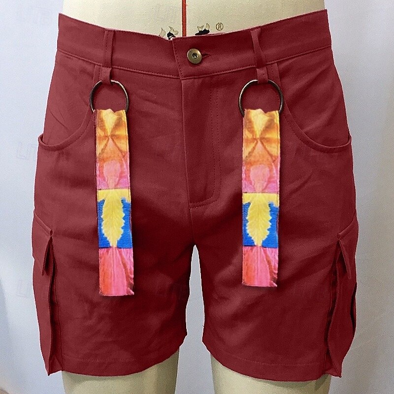 Men's Cargo Shorts Chino Shorts Summer Shorts Work Shorts Buttons Woven Multi Pocket Plain Comfort Soft Short Outdoor Casual Daily Fashion Streetwear Purple Micro-elastic2