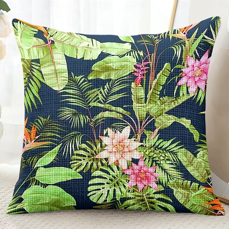 Tropical Floral Decorative Toss Pillows Cover 1PC Soft Square Couch Cushion Case Pillowcase for Bedroom Livingroom Sofa Chair3