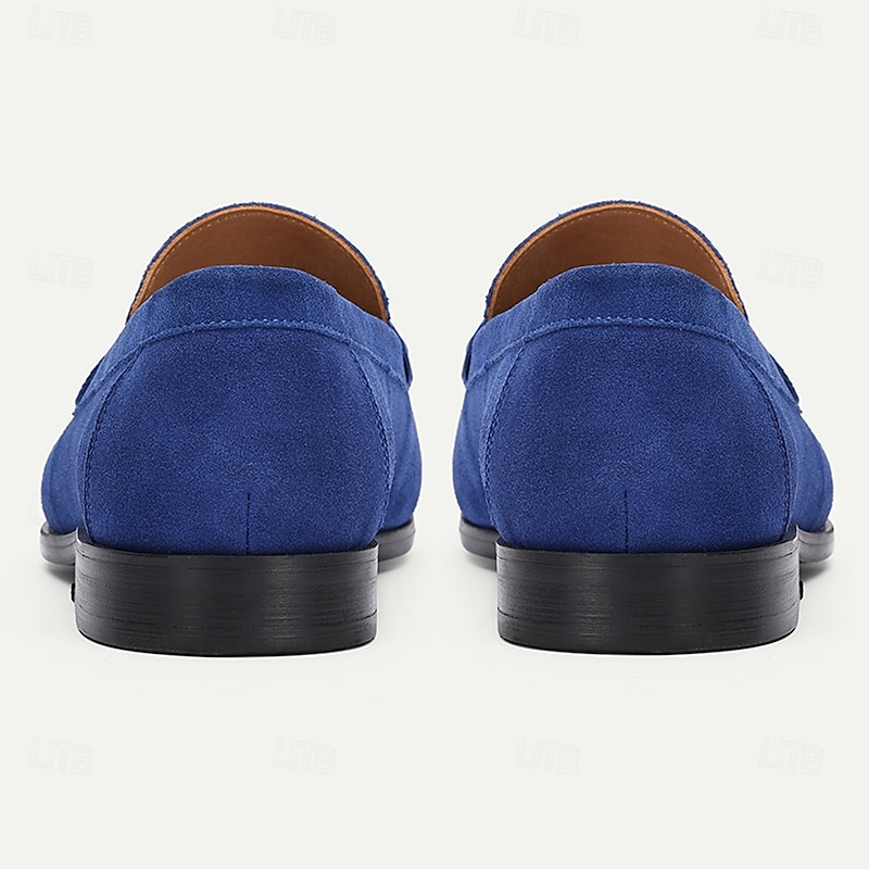 Men's Premium Cowhide Blue Suede Moccasins, Sleek Comfort Design for Casual and Business Casual Wear4