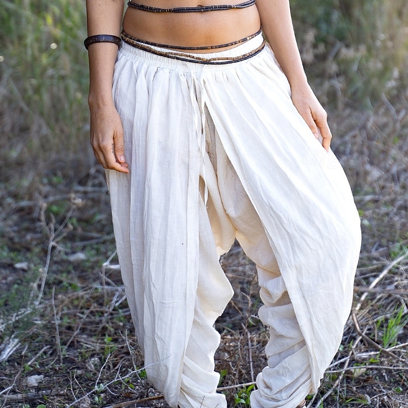 Men's Joggers Linen Pants Trousers Summer Pants Drawstring Pleats Plain Comfort Outdoor Vacation Daily Holiday Fashion White