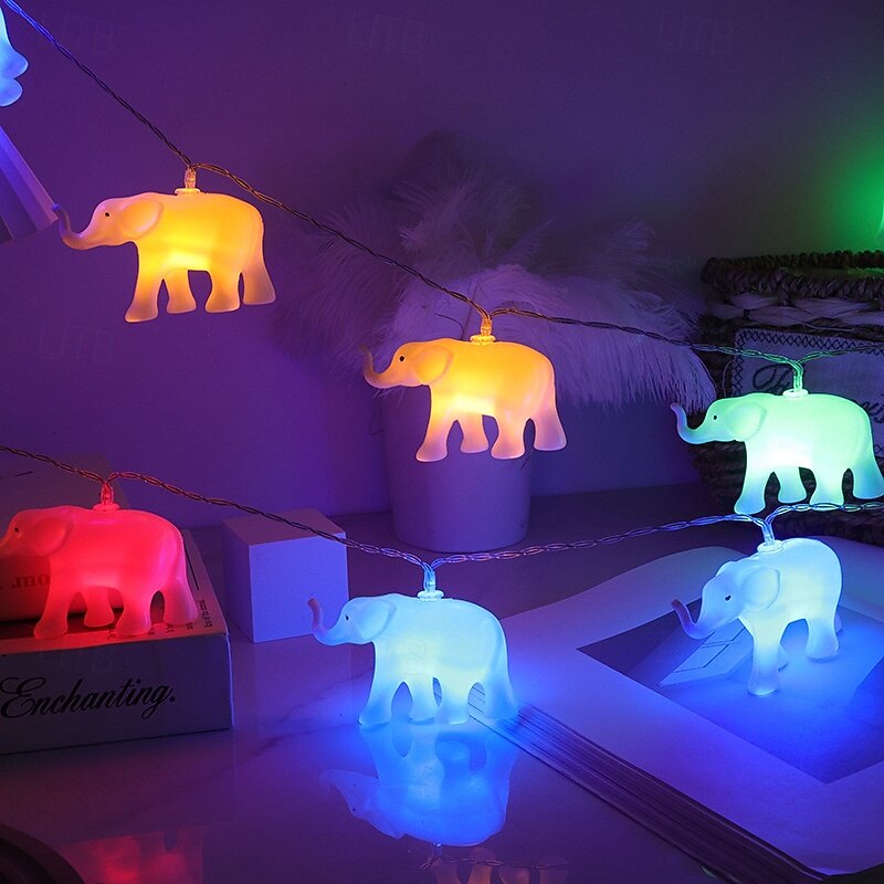 1.5m 10LEDs LED String Lights Elephant Animal Shaped Fairy String Lights Children's Room Decor Christmas Party Holiday Home Decoration Best Gift for Children2