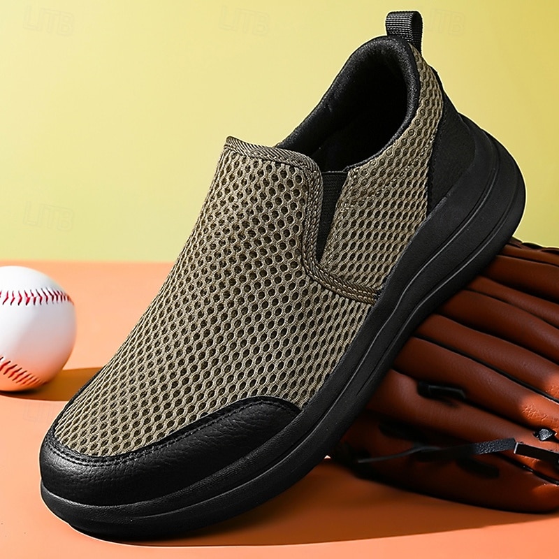 Men's Modern Slip-On Sneakers, Grey Mesh with Elastic Goring, Stylish and Comfortable Urban Shoes