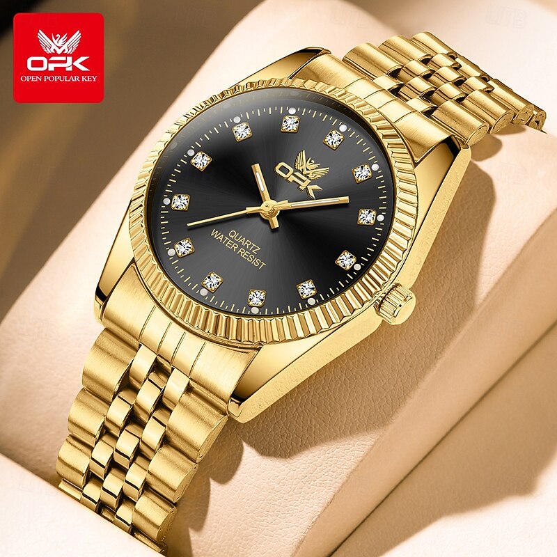 OPK Luxury Brand Watch Circular Dial Luminous Stainless Steel Men's Quartz Watch