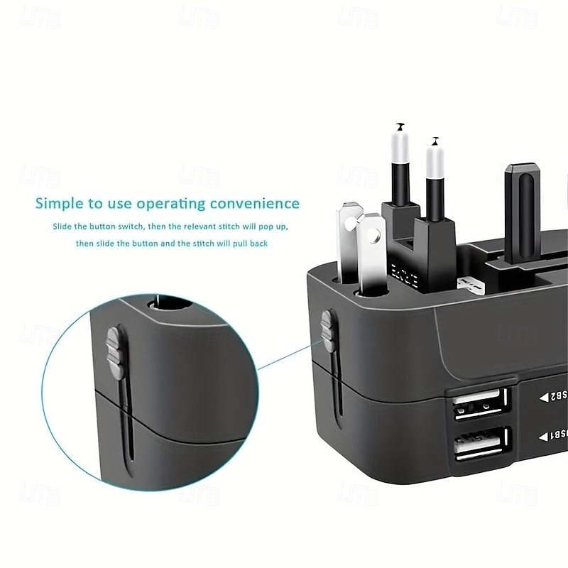 Universal Travel Adapter Multi-pin Plug Dual USB Port Power Outlet Charger Converter EU US UK AU Plug Available4