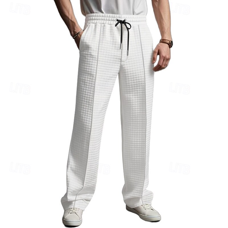 Men's Athletic Pants Sweatpants Joggers Trousers Waffle Pants Pocket Elastic Waist Drawstring Plain Comfort Sports Outdoor Daily Fashion Casual Black White Micro-elastic2