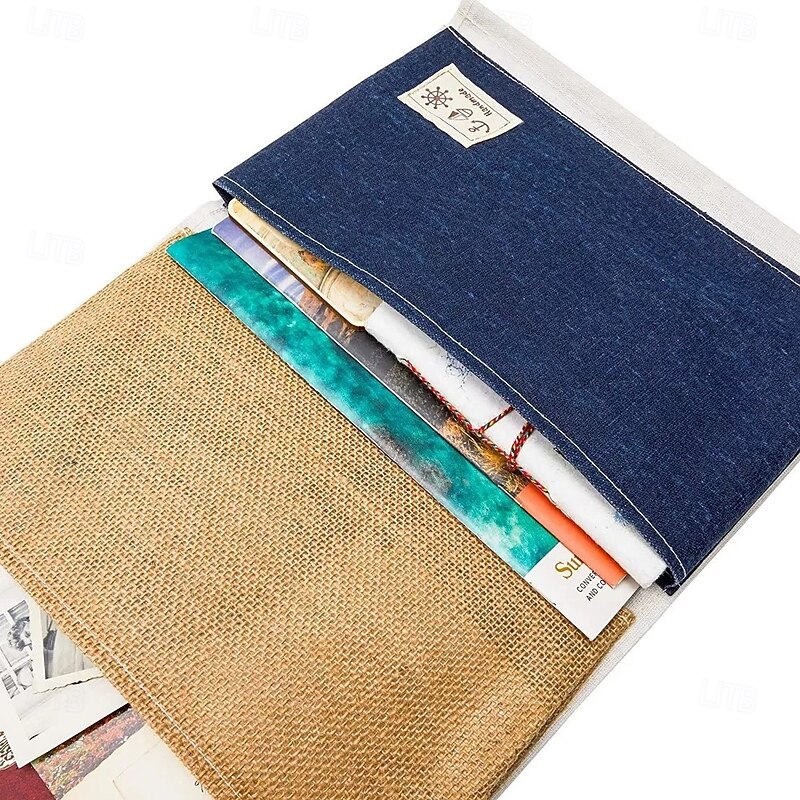 2-Pack Over the Door Closet Wall Hanging Organizer Wall Mounted Storage Bag Case 3 Pockets Lined Cotton Fabric 11.75x272