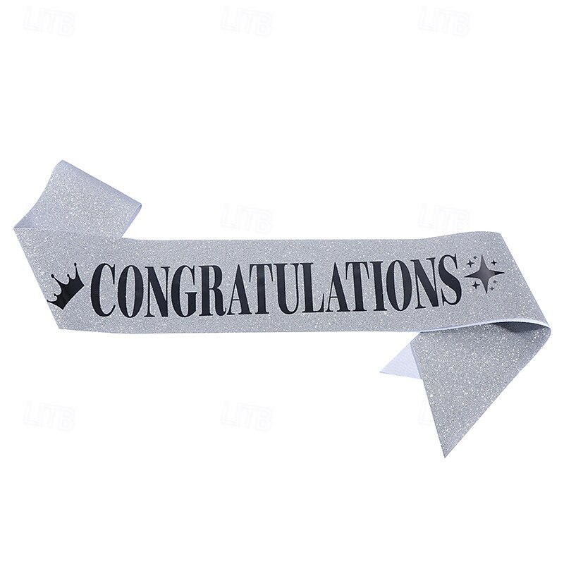 Graduation Party Sash, Congratulations Glittered Pink Sash, Single Party Supplies, Celebration Ceremony Honor Stole3