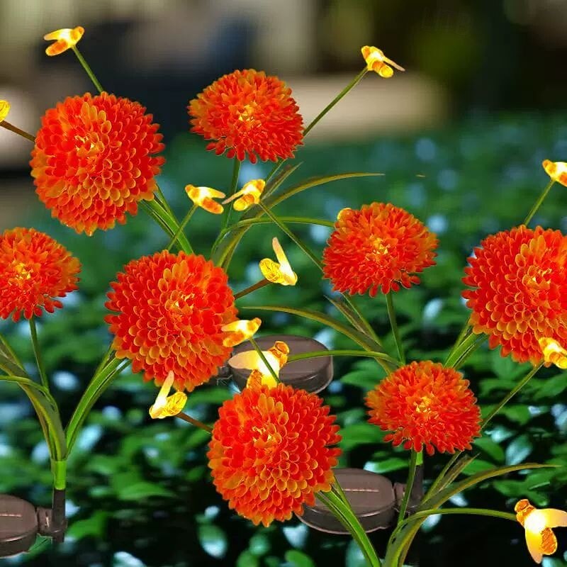 2 Pcs LED Solar Flower Lights 6LEDs Outdoor Patio Landscape Light Christmas Wedding Party Holiday Home Yard Pathway Decoration3