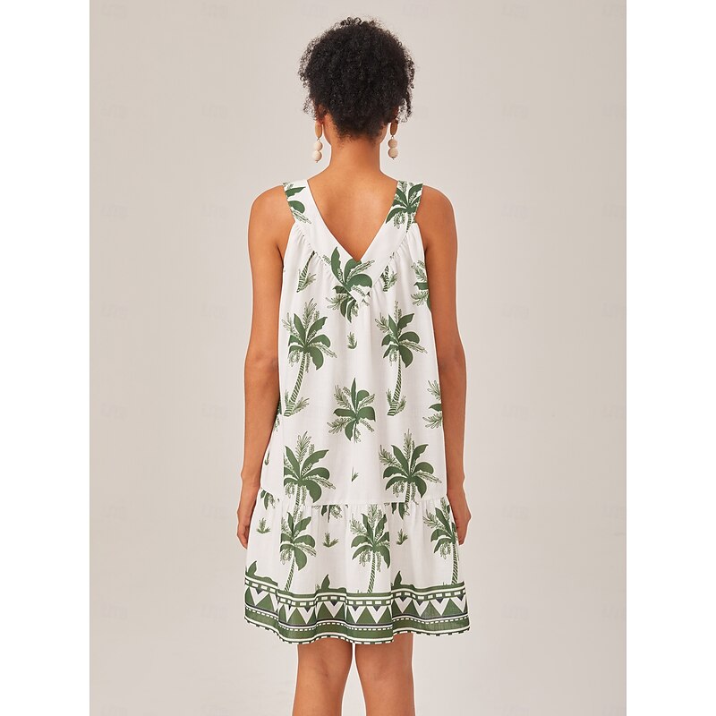 Resort Print Loose Fit Tank Mini Dress3