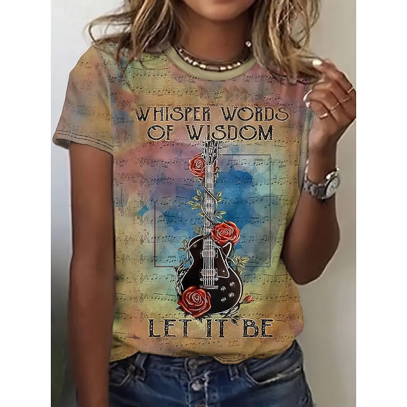 Women's T Shirt Summer Tops Graphic Flowers Classic Casual Short Sleeve Crew Neck Crop Tops Daily Weekend Print Rainbow Summer Spring Fall