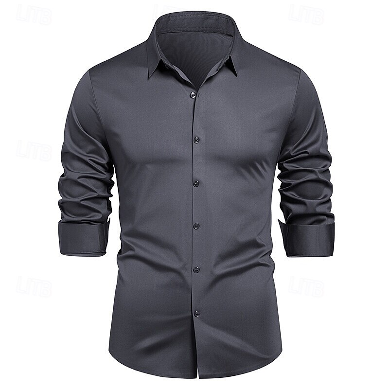 Men's Shirt Dress Shirt Button Up Shirt Solid / Plain Color Wedding Daily Light Blue Black White Royal Blue Short Sleeve Lapel Spring &  Fall Clothing Apparel Patchwork