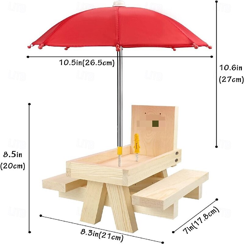 Wooden Squirrel Feeder, Solid Wood Outdoor Hanging Feeding Station for Garden, Pet Food Dispenser for Corn, Nuts, and Birds3