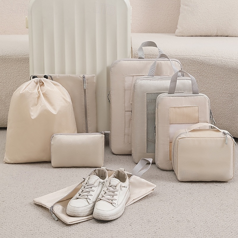 Compression Packing Cubes for Travel, Luggage & Backpack Organizer Set, Space Saver Storage Bags for Clothes, Shoes, Toiletries, Makeup & Digital Accessories