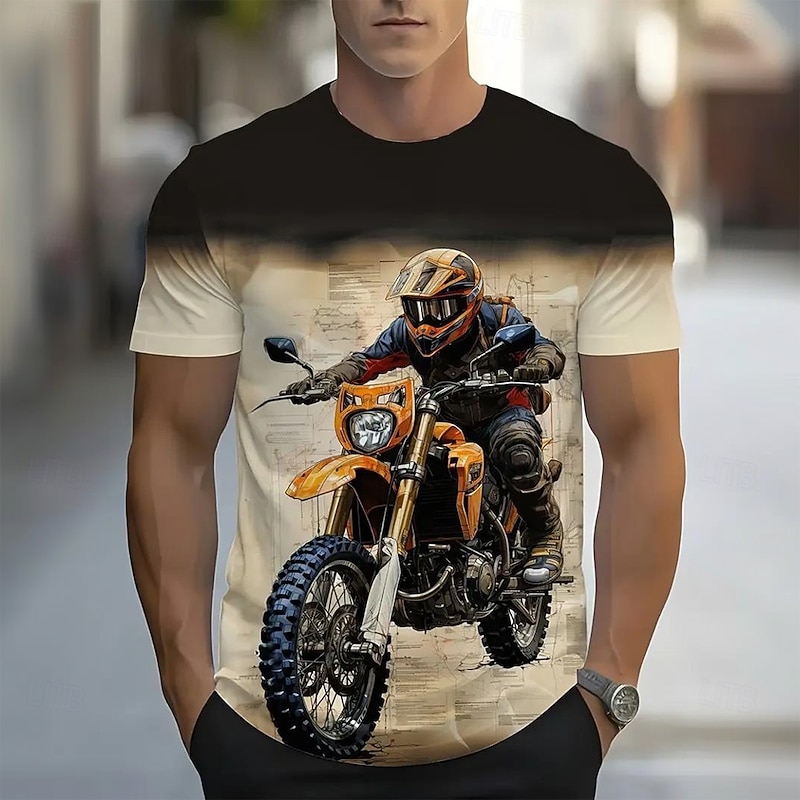Men's Motorcycle T Shirt Short Sleeve T shirt 3D Print Crew Neck Shirt Fashion Retro Vintage Vintage Retro Street Daily Black Summer Spring Clothing Apparel S M L XL XXL XXXL
