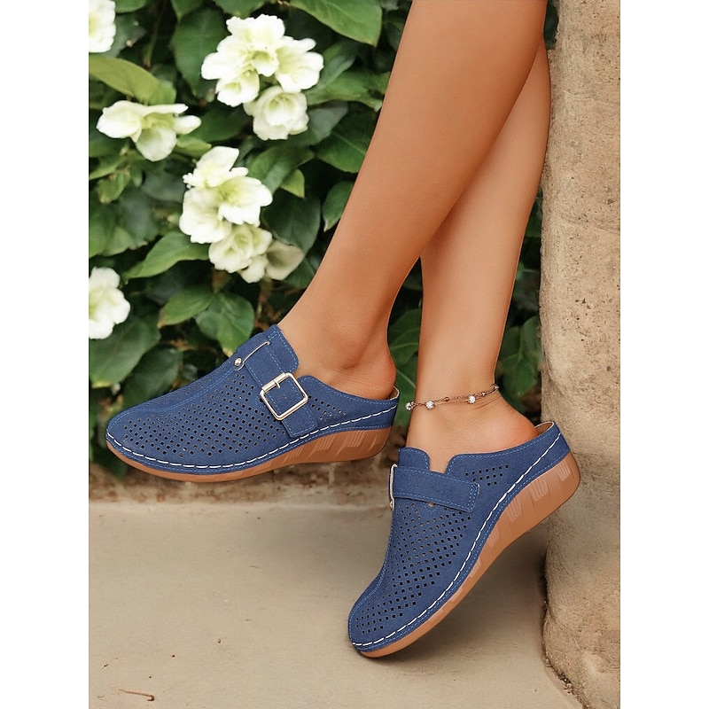 Women's Comfortable Mules with Breathable Cutouts - Slip-Resistant Casual Shoes, Perfect for Daily Wear or Walking
