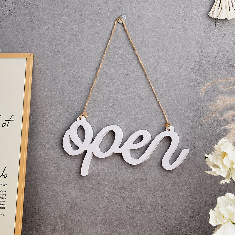 White "OPEN" Letter Hanging Sign, Lightweight PVC Wall Decor, Warm and Inviting Entryway Decoration, Freestanding or Wall-Mounted Plaque for Home, Shop, Café, and Business Display4