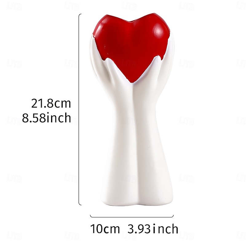 Heart-Shaped Handheld Vase, Resin Material, Artistic Human Design, Unique Modern Decorative Flower Vase, Centerpiece for Dining Table, Wedding, and Living Room Decor2