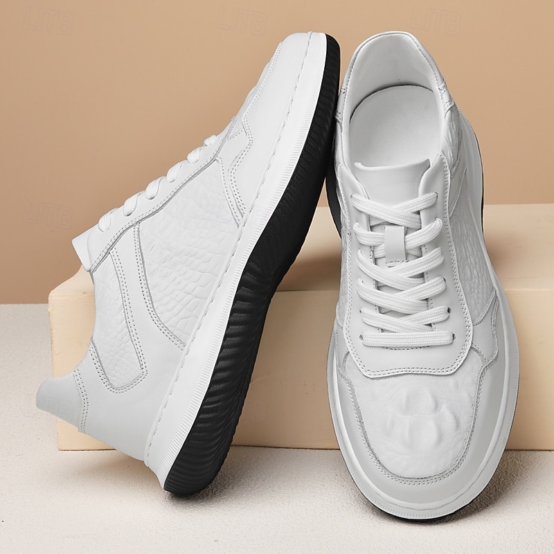 Men's Classic White Leather Sneakers with Subtle Stitching - Versatile Footwear for Daily Wear and Casual Outings4
