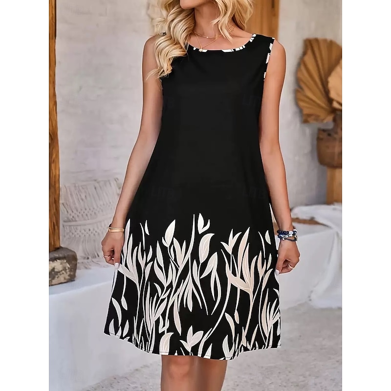 Women's Long Dress Maxi Dress Casual Dress Elegant Stylish Casual Vacation Daily Date Loose Fit Floral Sleeveless Crew Neck Black Navy Blue Dark Blue Summer Spring Fall3