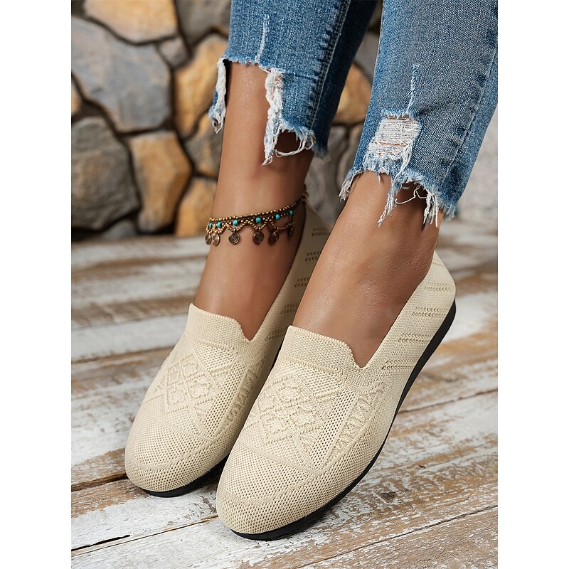 Women's Flyknit Slip-On Flats – Breathable Lightweight Casual Shoes for Walking & Daily Wear4