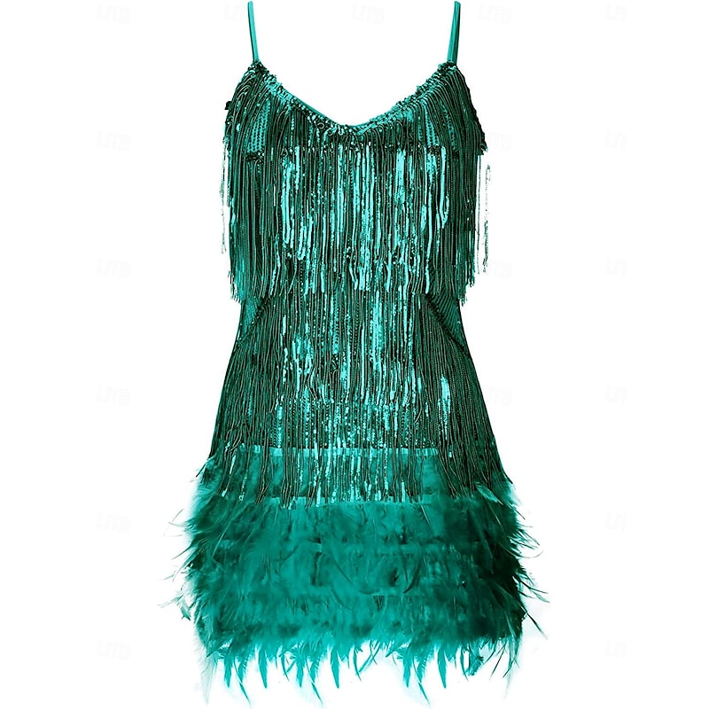 Roaring 20s 1920s Flapper Dress Dress The Great Gatsby Tassel Fringe Feather Tassel Feathers Fancy Dress Women's Masquerade Wedding Wedding Guest Party / Evening Adults Dress Homecoming Dresses3