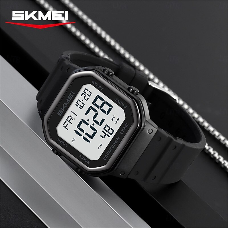 SKMEI Ins Wind Square Multi functional Waterproof Electronic Watch for Male and Female Students3