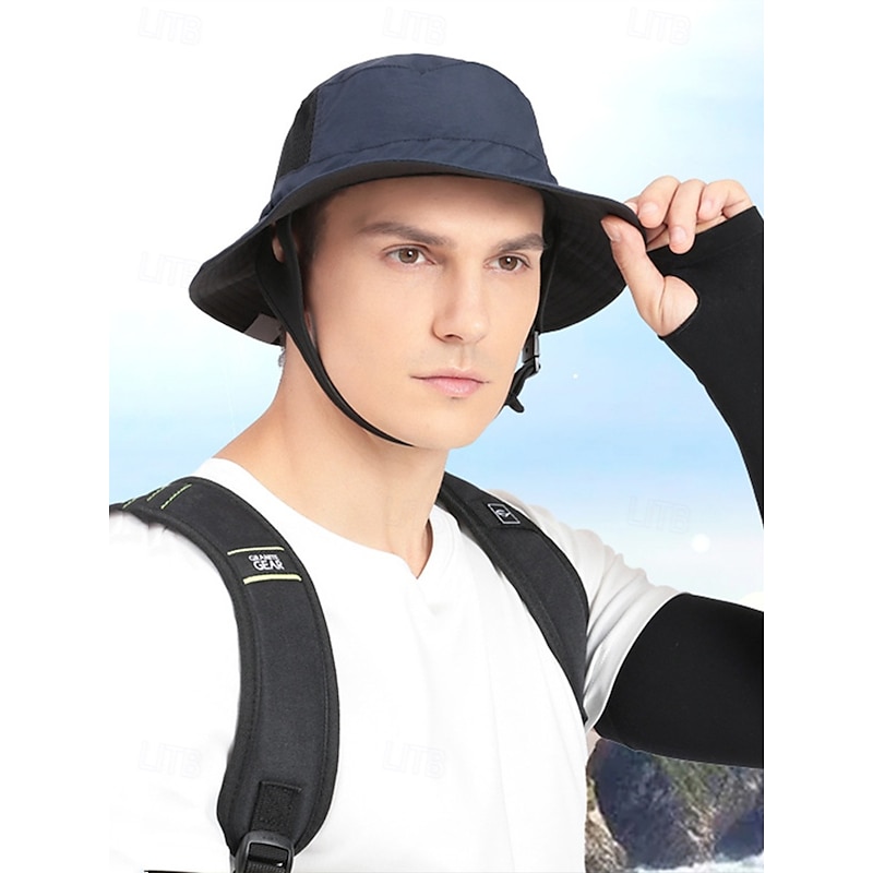 "UPF 50+ Wide Brim Sun Hat – Waterproof & Breathable Outdoor Bucket Hat with Chin Strap, UV Protection for Men & Women, Ideal for Fishing, Hiking, Surfing & Beach Trips"3