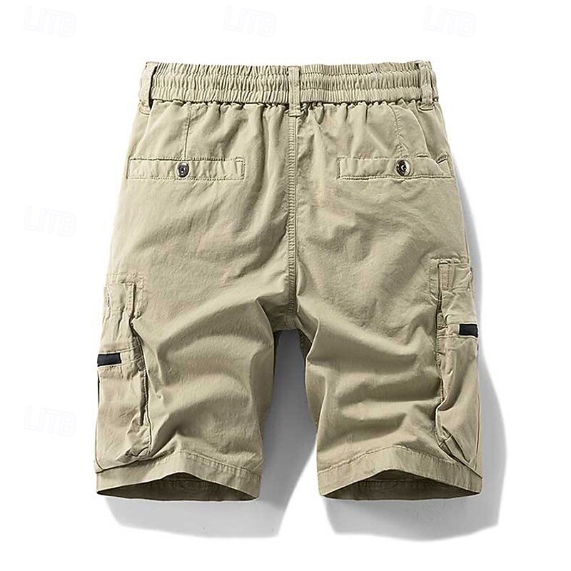 Men's Cargo Shorts Shorts Summer Shorts Drawstring Elastic Waist Zipper Pocket Plain Comfort Wearable Knee Length Outdoor Sport Daily Fashion Casual Black Brown2